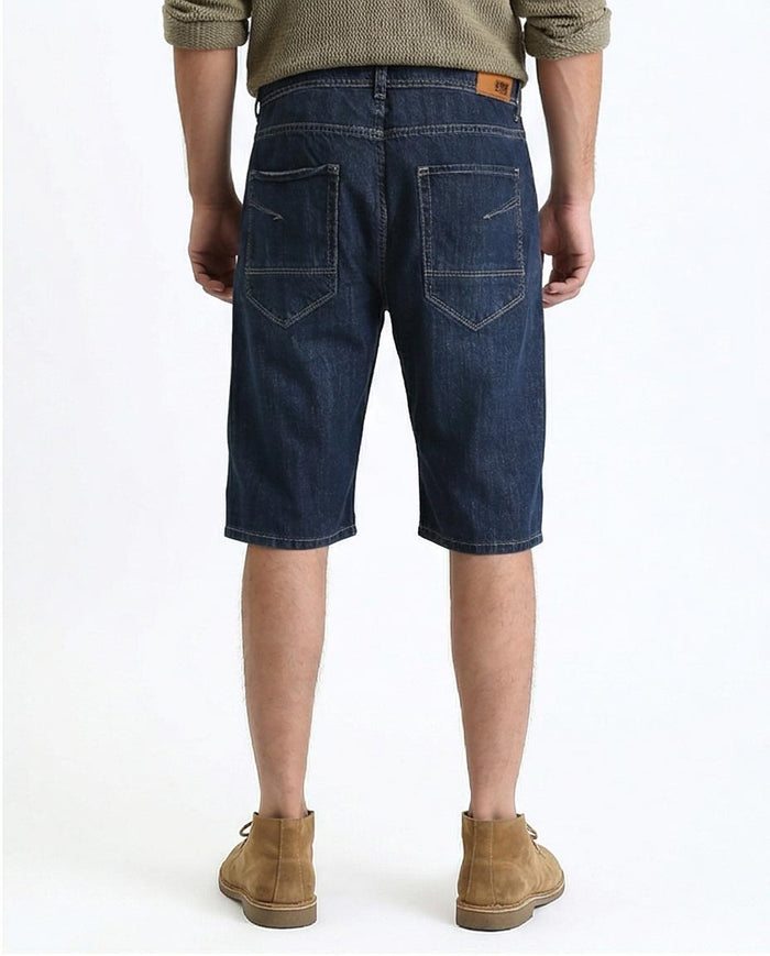 Men's Distressed Dark Indigo Denim Shorts - O198733