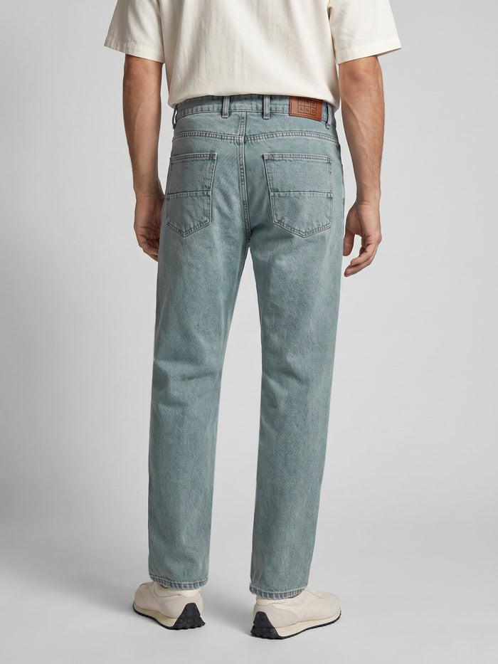 Men's Ice Blue Relaxed Fit Washed Denim Jeans Non-Stretchable