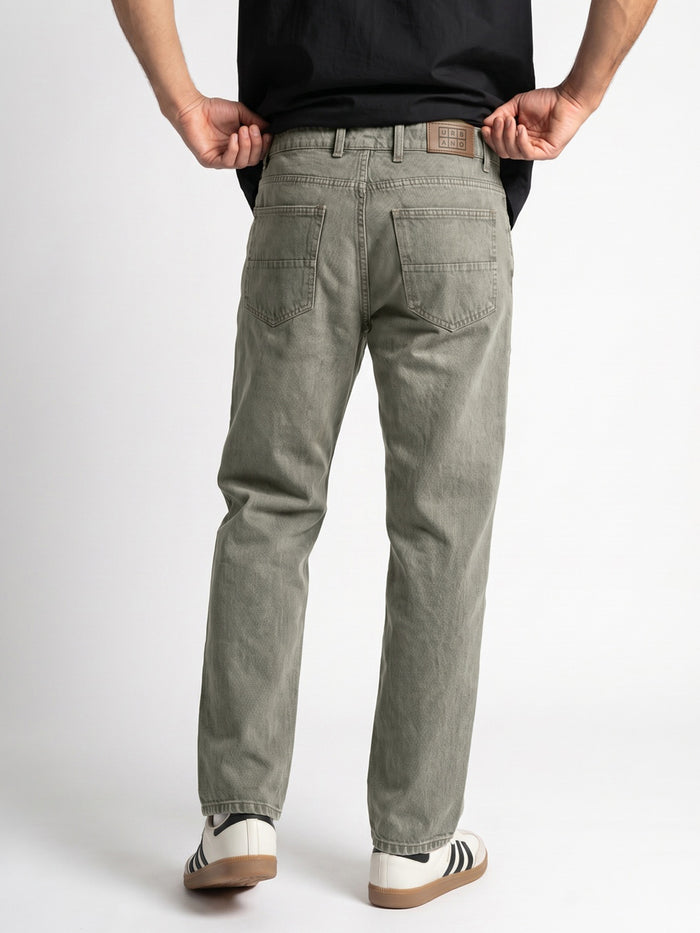 Men's Ice Grey Relaxed Fit Washed Denim Jeans Non-Stretchable