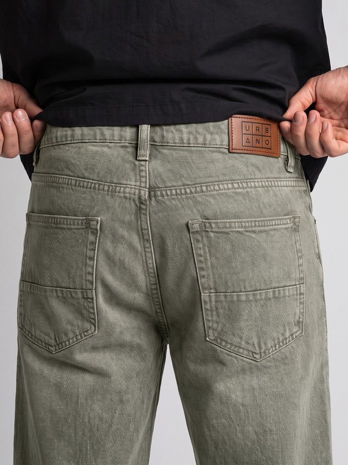 Men's Ice Grey Relaxed Fit Washed Denim Jeans Non-Stretchable