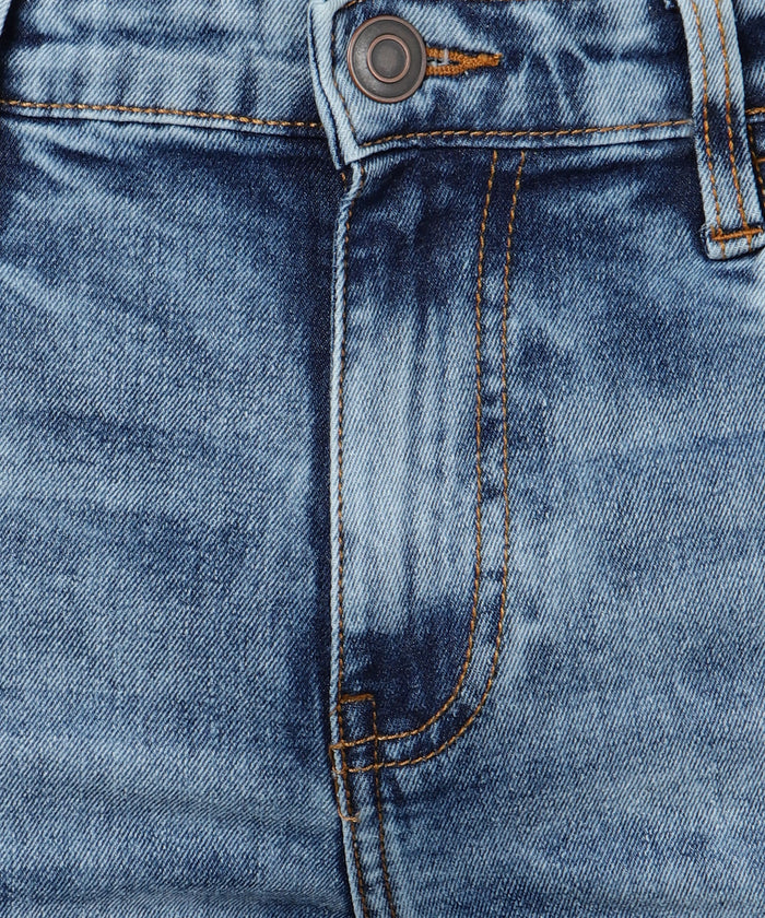 Men's Light Blue Skinny Fit Washed Jeans Stretchable