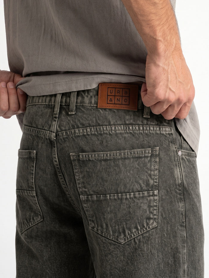 Men's Light Grey Relaxed Fit Washed Denim Jeans Non-Stretchable