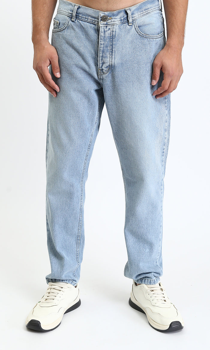 Men's Light Wash Relaxed Tapered Jogger Jeans - O201125