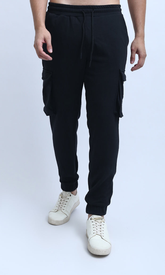 Men's Midnight Black Cargo Jogger Trousers - O202209