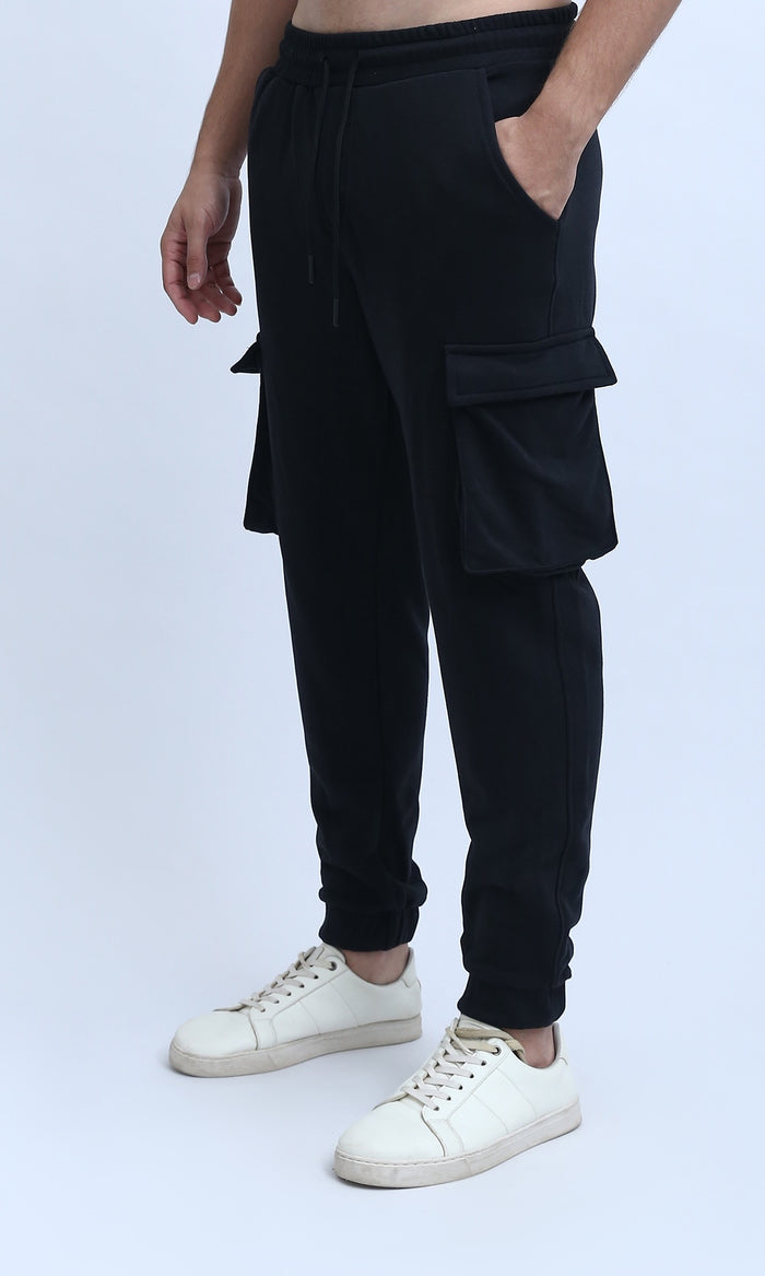 Men's Midnight Black Cargo Jogger Trousers - O202209
