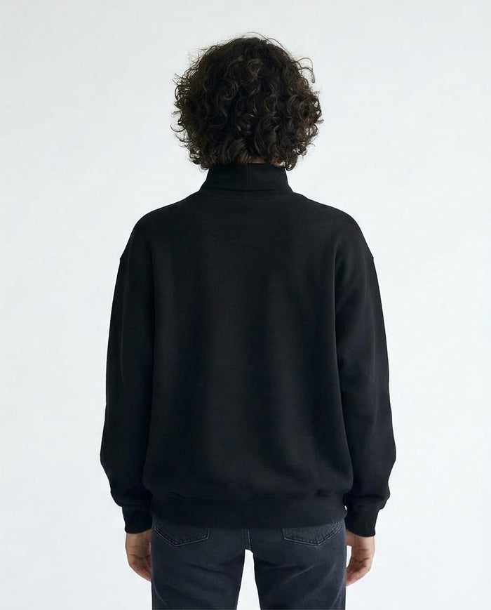 Men's Midnight Black Mock Neck Relaxed Fit Pullover - O201261