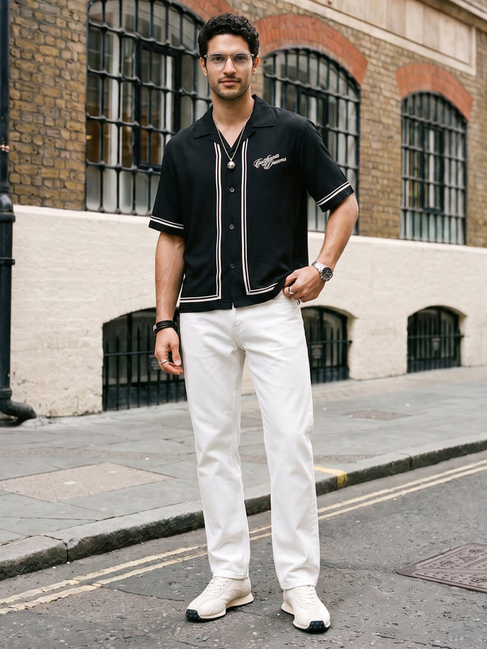 Men's White Relaxed Fit Washed Denim Jeans Non-Stretchable