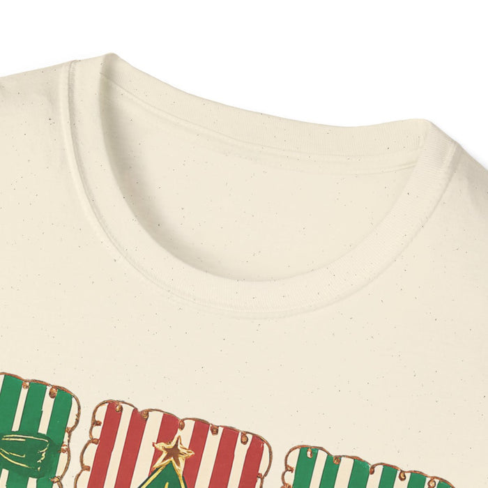 t-shirt sizing and fit detail for merry and bright design