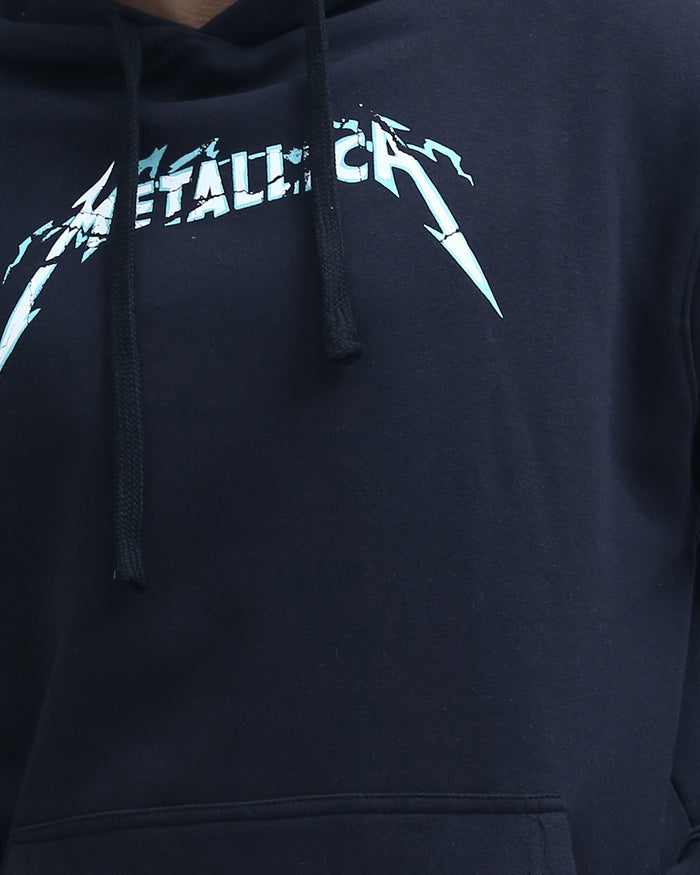 Metallica Navy Graphic Print Winter Hoodie - O199373