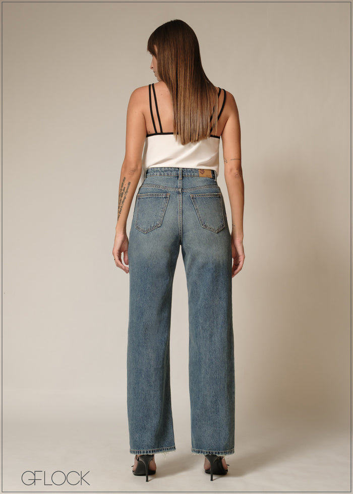 Mid Blue Denim Pant - Long Length - 230226D