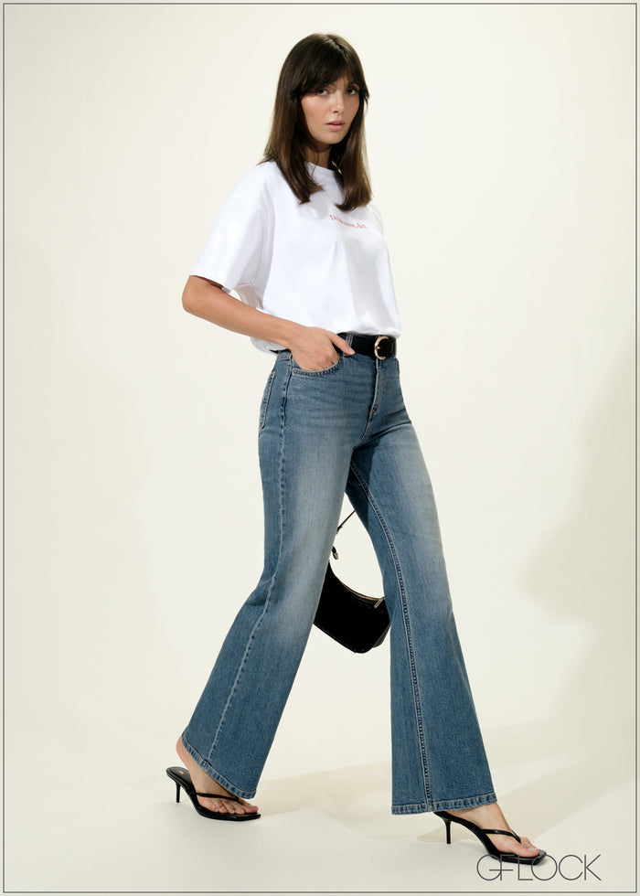 Mid Wash Bootcut Jean Short Length - women’s jeans alternate view - GFLOCK Sri Lanka