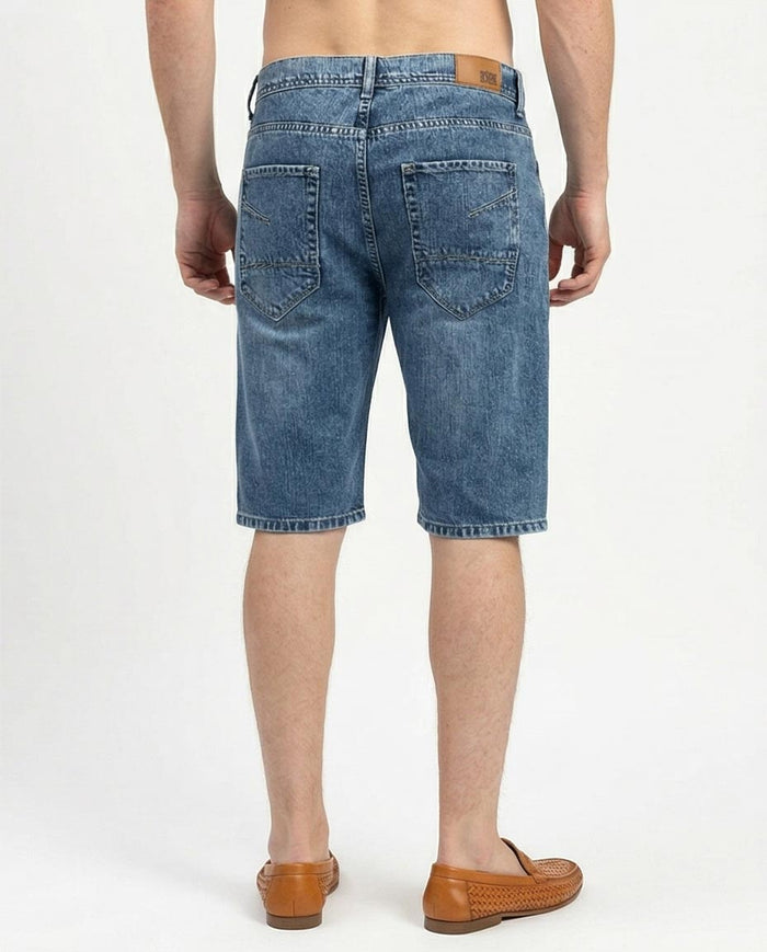 Mid-Wash Classic Denim Summer Shorts - O198736