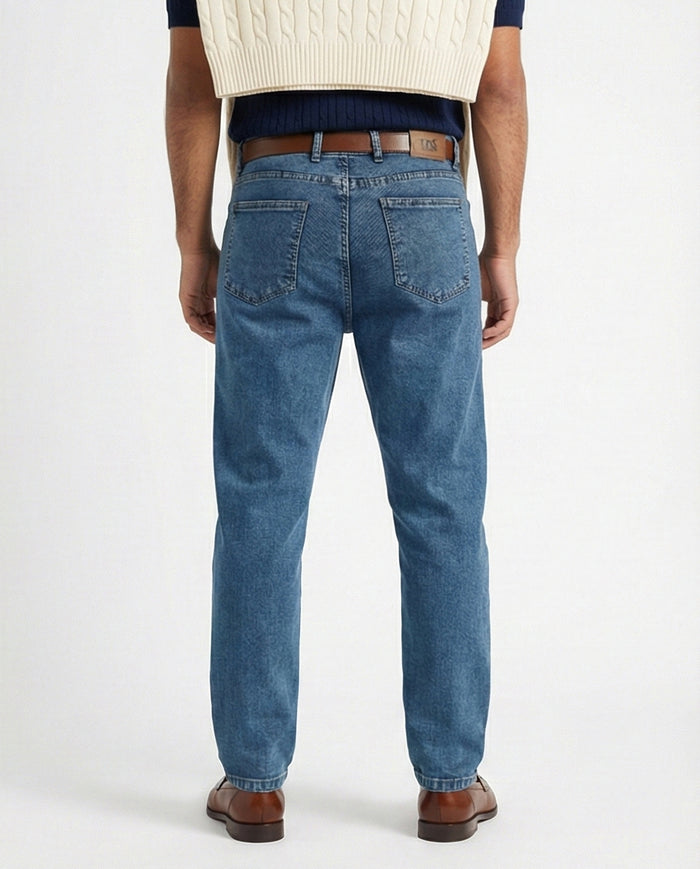 Mid-Wash Classic Straight Leg Denim Jeans - O192889