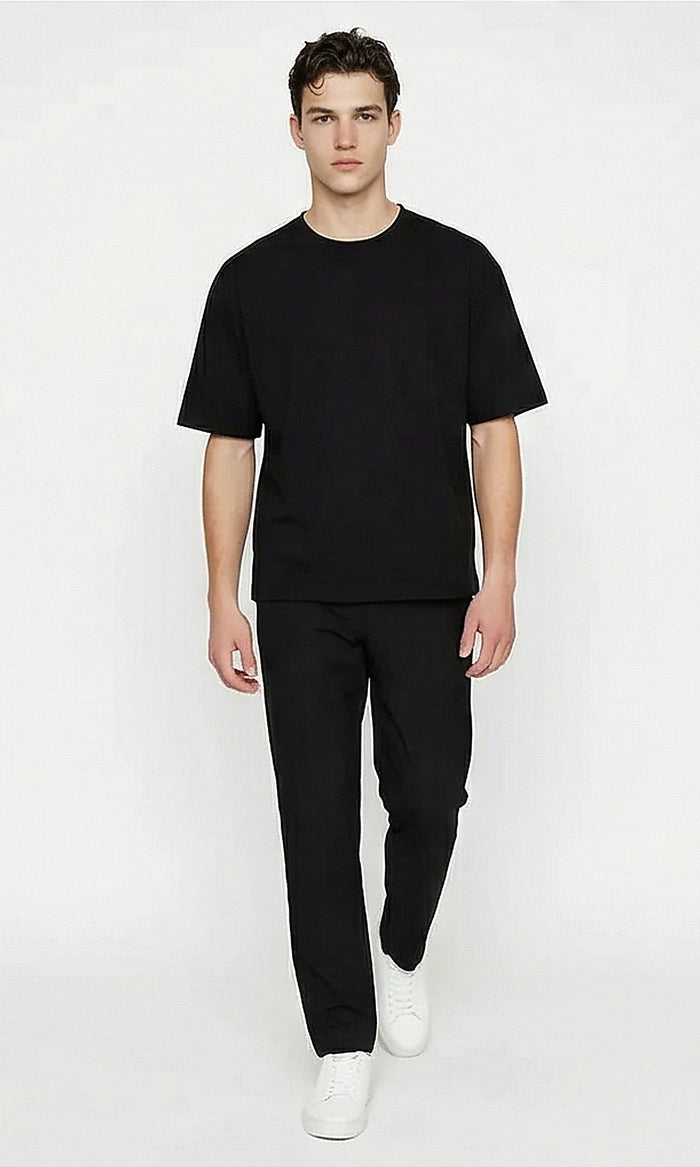 Midnight Black Relaxed Fit Essential Tee - R216562