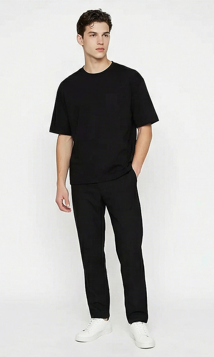 Midnight Black Relaxed Fit Essential Tee - R216562