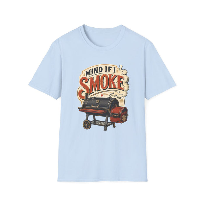 light blue t-shirt with mind if i smoke bbq design for dads