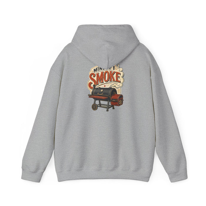 light blue hoodie with mind if i smoke funny pitmaster slogan