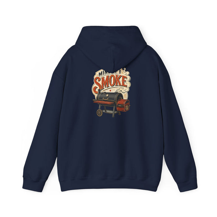 close up of mind if i smoke bbq smoker hoodie print detail