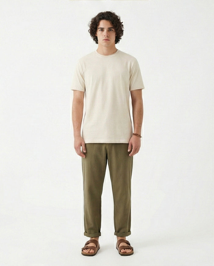 Minimalist Crew Neck Tee in Off-White