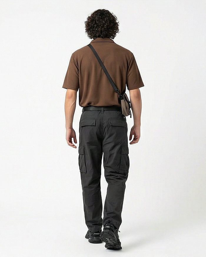 Mocha Textured Knit Short Sleeve Camp Collar Shirt - R216754