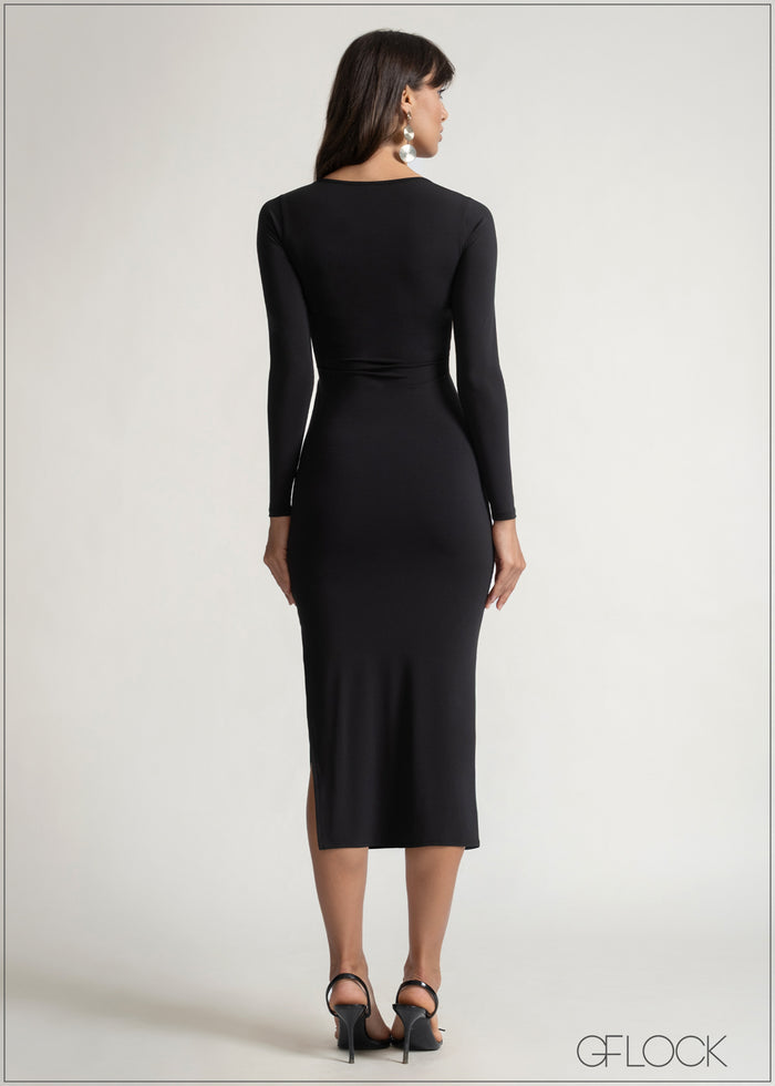 Mock Wrap Cut-Out Dress - 150526