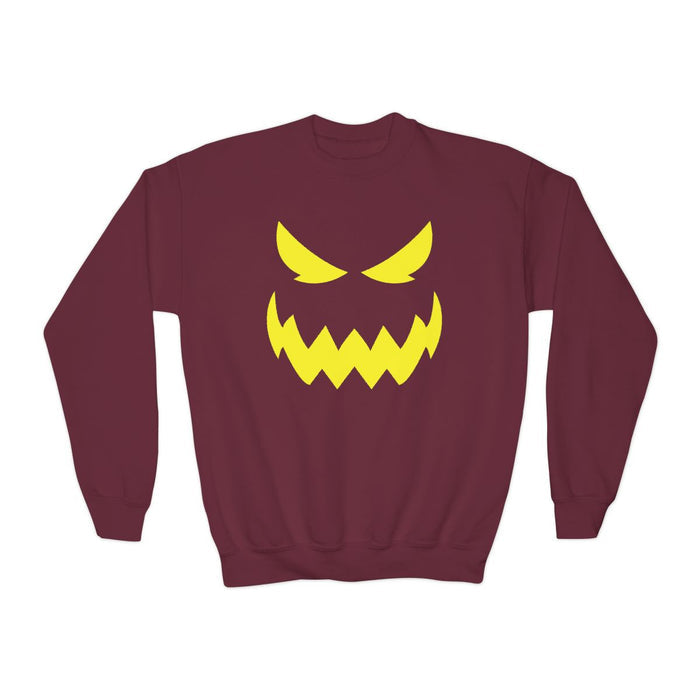 black sweatshirt with monster face print for children's halloween