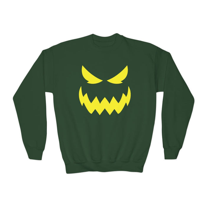 navy kids sweatshirt with spooky monster face design