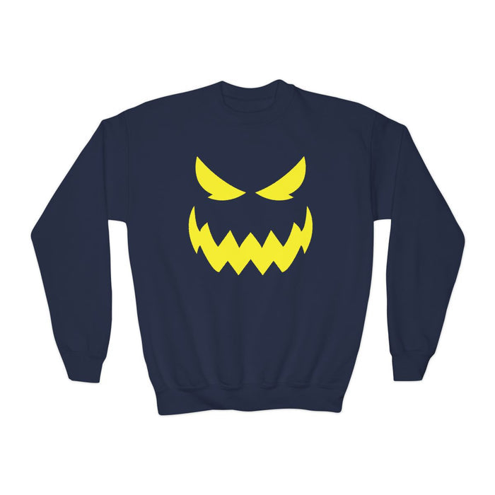 red kids halloween sweatshirt with monster face print