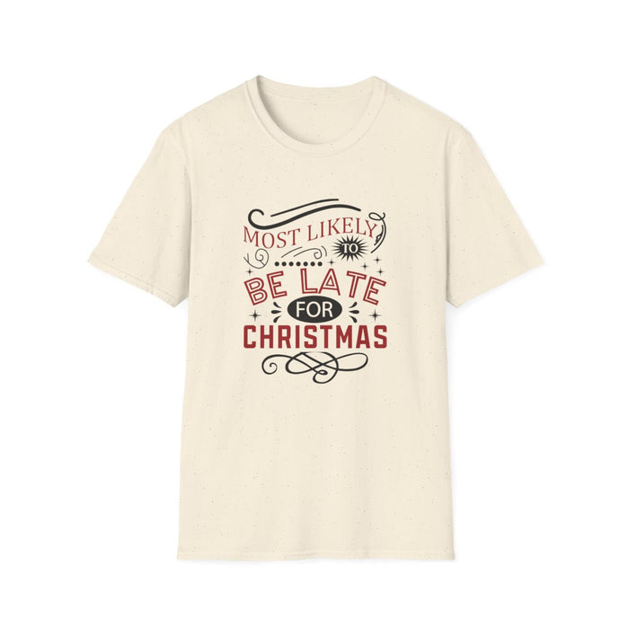 light blue t-shirt with relaxed fit funny christmas slogan graphic