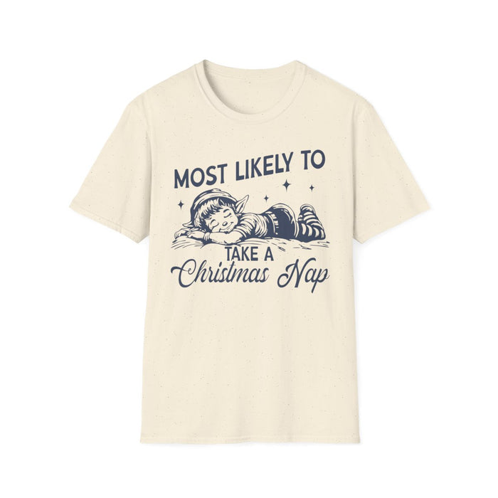light blue t-shirt with christmas nap graphic for relaxed holiday lovers