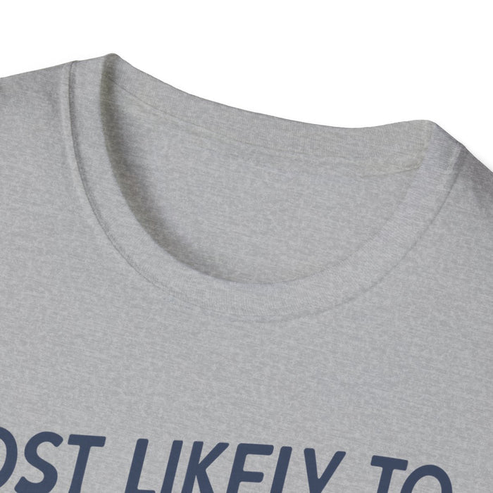 white t-shirt most likely to take a christmas nap shown on model