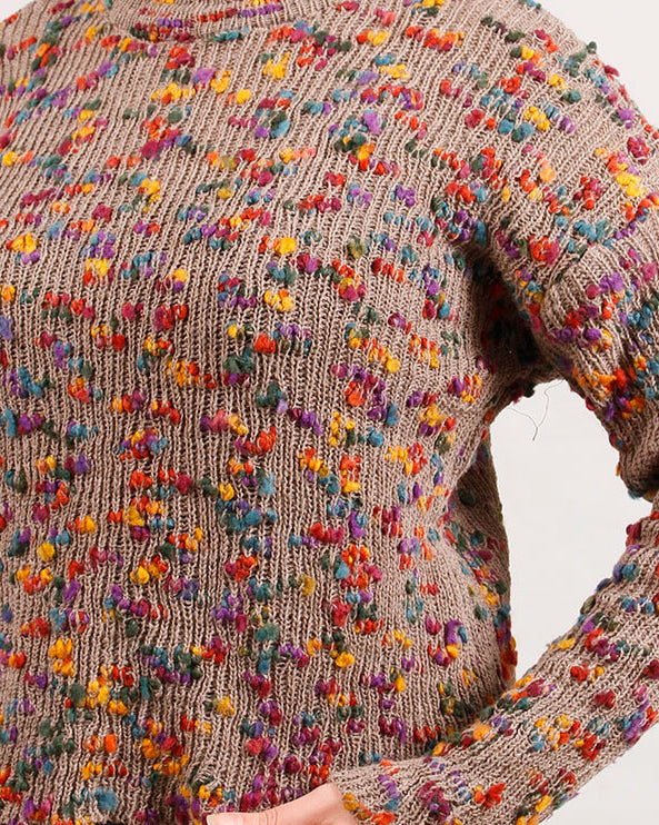 Multi-Color Confetti Knit Crew Neck Pullover - O199834