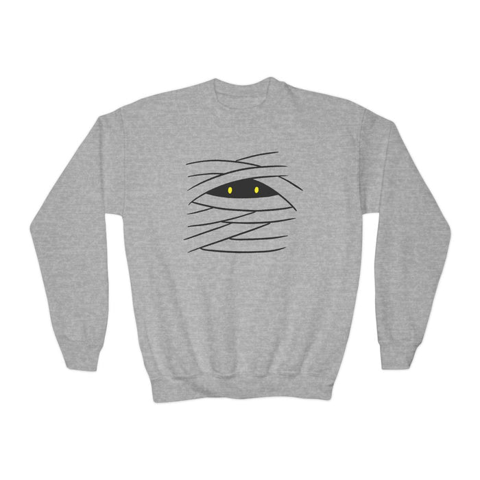 sport grey kids sweatshirt with minimalist mummy face design