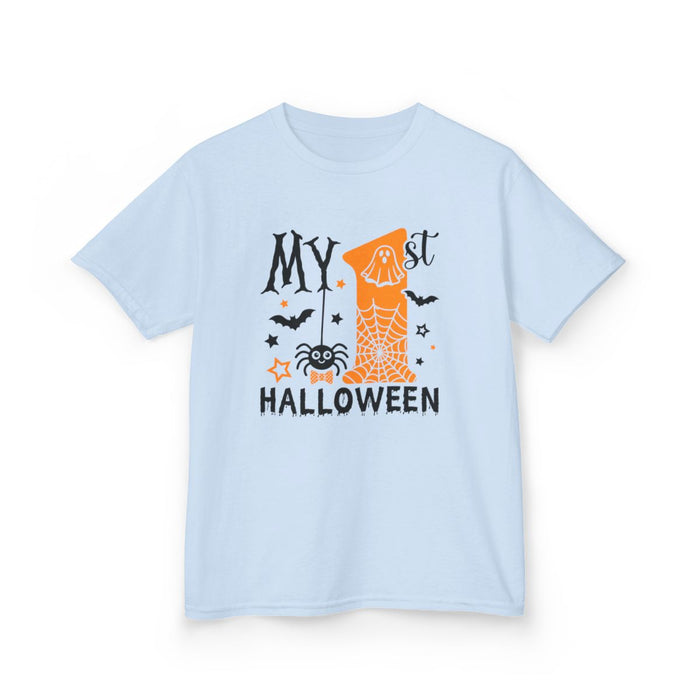 light blue kids t-shirt with my 1st halloween cute design for babies