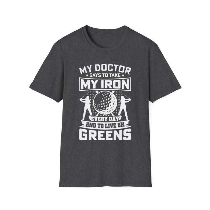 military green t-shirt with bold golf humor slogan for dads