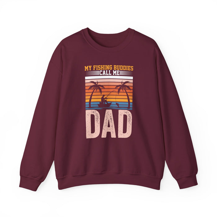 maroon sweatshirt with fishing dad graphic printed front