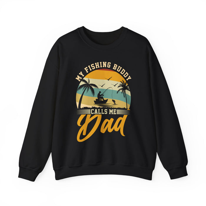 dark heather sweatshirt with my fishing buddy calls me grandpa funny grandpa design