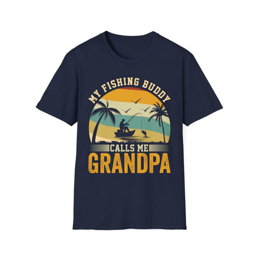 dark chocolate t-shirt with my fishing buddy calls me grandpa funny design