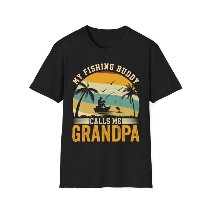 navy t-shirt with fishing grandpa graphic for grandfather gift