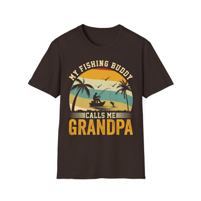 black t-shirt with funny fishing buddy grandpa design detail