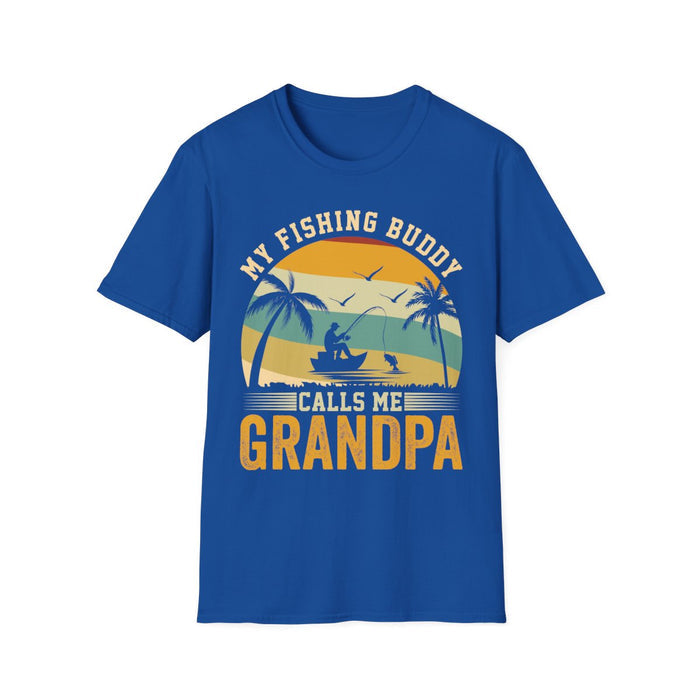 royal blue t-shirt with funny grandpa fishing design lifestyle wear