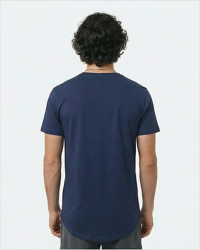 Navy Blue Curved Hem Signature Logo Tee - R216166