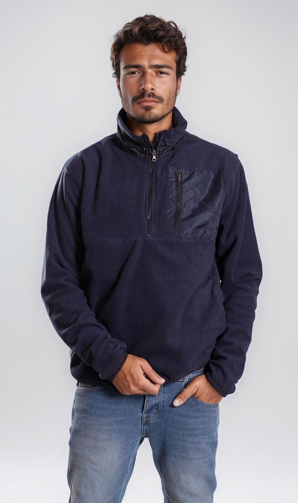 Navy Blue Half-Zip Fleece Pullover - O201930