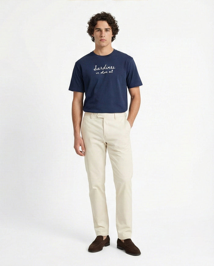 Navy Blue Mediterranean Sardines Graphic Tee - R216401
