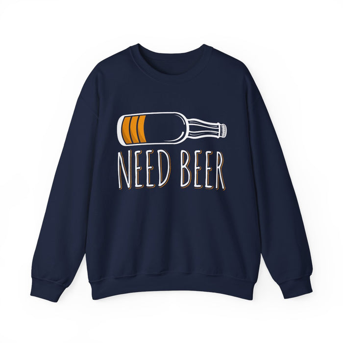 maroon sweatshirt with bold need beer slogan graphic print