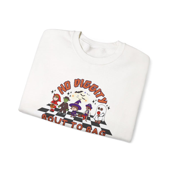 no diggity halloween sweatshirt available in multiple colours and sizes for spooky season