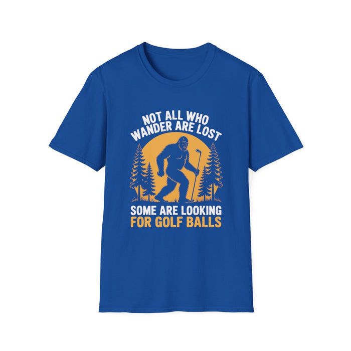 navy t-shirt printed with wanderlust golf dad quote