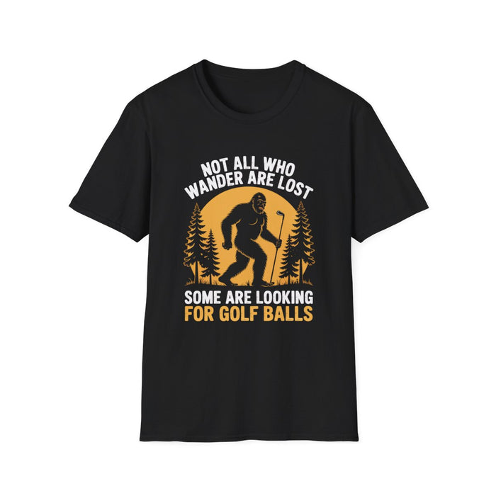 royal blue t-shirt featuring not all who wander are lost slogan