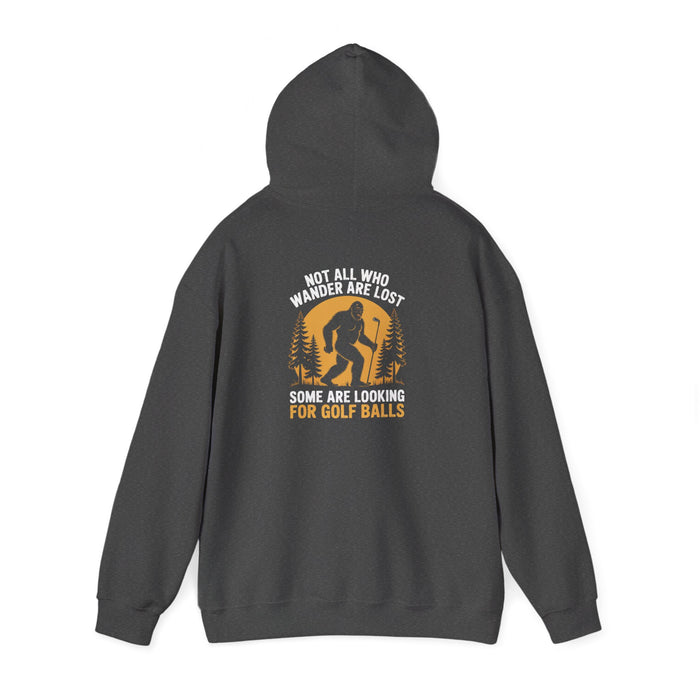 dark heather hoodie with not all who wander are lost looking for golf balls funny golf design