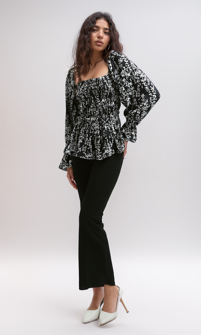 O190363 Long Sleeve Off-Shoulder Blouses Shirts - Multicolor